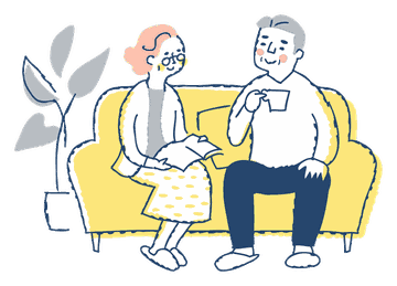 ソファーでくつろぐ夫婦