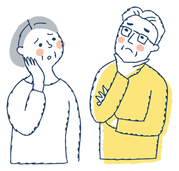 困った顔の夫婦