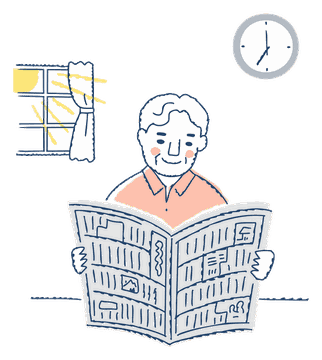 新聞を読む男性