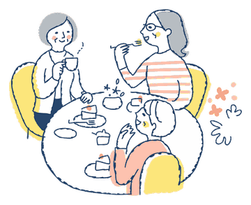 お茶を楽しむ女性3人
